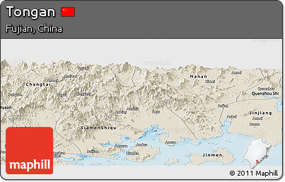 Shaded Relief Panoramic Map of Tongan