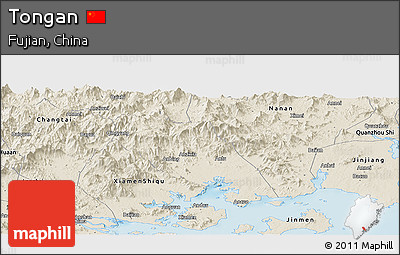 Shaded Relief Panoramic Map of Tongan