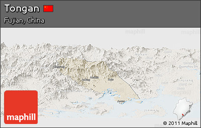 Shaded Relief Panoramic Map of Tongan, lighten