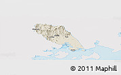 Shaded Relief Panoramic Map of Tongan, single color outside