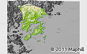 Physical 3D Map of Xiapu, darken, desaturated