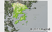 Physical 3D Map of Xiapu, darken, semi-desaturated