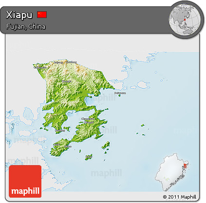 Physical 3D Map of Xiapu, single color outside