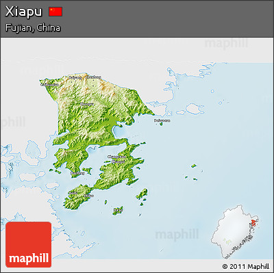 Physical 3D Map of Xiapu, single color outside