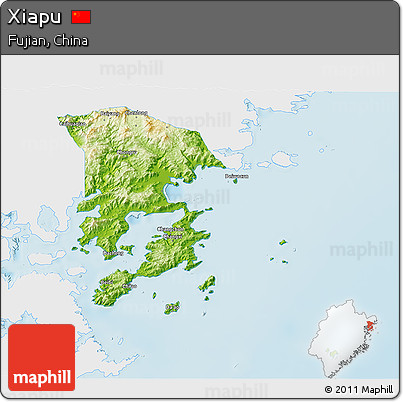 Physical 3D Map of Xiapu, single color outside