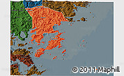Political 3D Map of Xiapu, darken