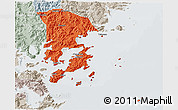 Political 3D Map of Xiapu, lighten, semi-desaturated