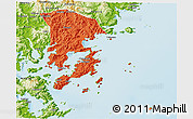 Political 3D Map of Xiapu, physical outside