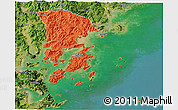 Political 3D Map of Xiapu, satellite outside