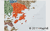 Political 3D Map of Xiapu, semi-desaturated