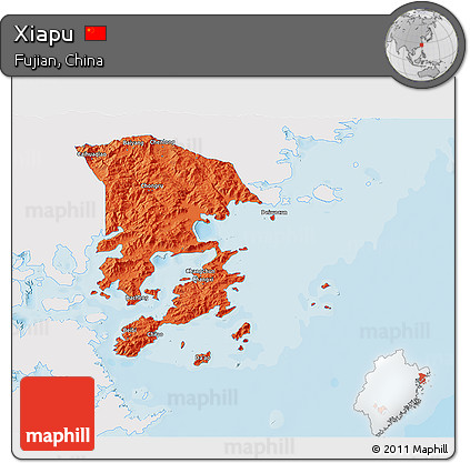 Political 3D Map of Xiapu, single color outside