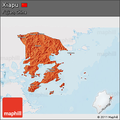 Political 3D Map of Xiapu, single color outside