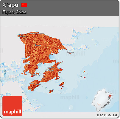 Political 3D Map of Xiapu, single color outside