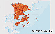 Political 3D Map of Xiapu, single color outside