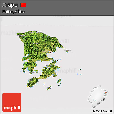 Satellite 3D Map of Xiapu, cropped outside