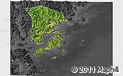 Satellite 3D Map of Xiapu, darken, desaturated
