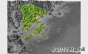 Satellite 3D Map of Xiapu, desaturated