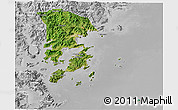 Satellite 3D Map of Xiapu, lighten, desaturated