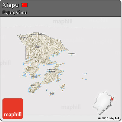 Shaded Relief 3D Map of Xiapu, cropped outside
