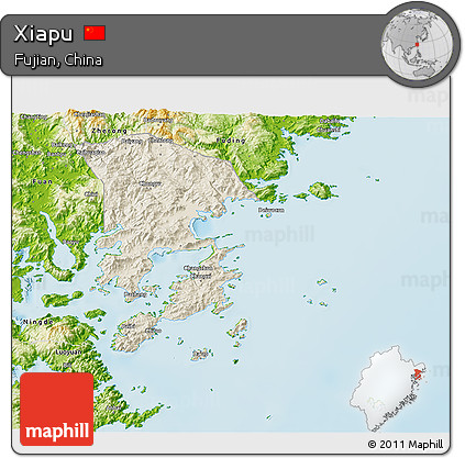 Shaded Relief 3D Map of Xiapu, physical outside