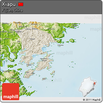 Shaded Relief 3D Map of Xiapu, physical outside