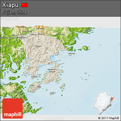 Shaded Relief 3D Map of Xiapu, physical outside