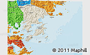 Shaded Relief 3D Map of Xiapu, political outside