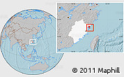 Gray Location Map of Xiapu, highlighted parent region, hill shading