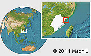 Satellite Location Map of Xiapu, highlighted parent region