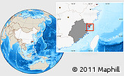 Shaded Relief Location Map of Xiapu, highlighted country, highlighted parent region