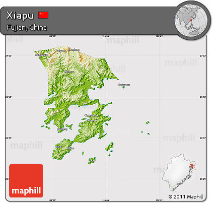 Physical Map of Xiapu, cropped outside