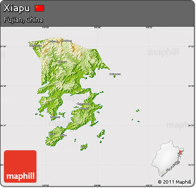 Physical Map of Xiapu, cropped outside