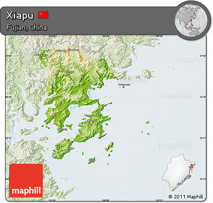 Physical Map of Xiapu, lighten