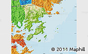 Physical Map of Xiapu, political outside