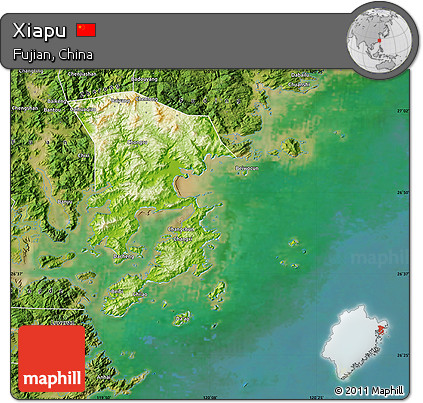 Physical Map of Xiapu, satellite outside