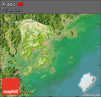 Physical Map of Xiapu, satellite outside