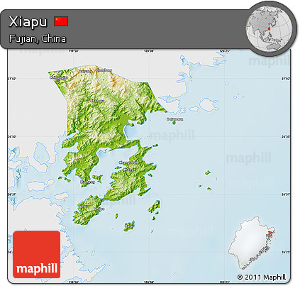 Physical Map of Xiapu, single color outside