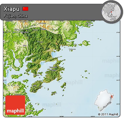 Satellite Map of Xiapu, physical outside