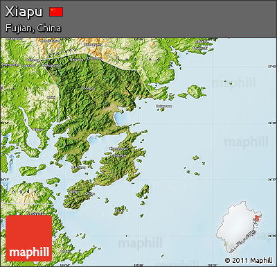Satellite Map of Xiapu, physical outside