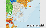 Shaded Relief Map of Xiapu, political outside