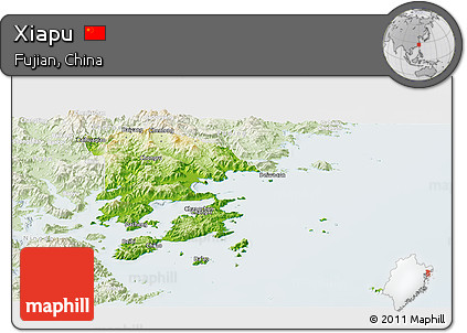 Physical Panoramic Map of Xiapu, lighten