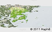Physical Panoramic Map of Xiapu, semi-desaturated