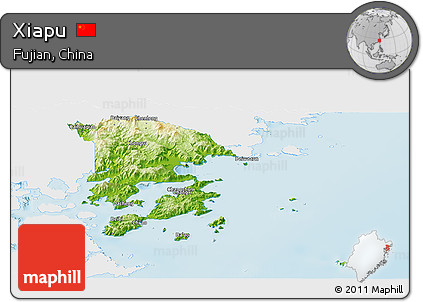 Physical Panoramic Map of Xiapu, single color outside