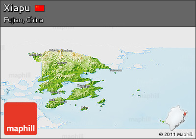 Physical Panoramic Map of Xiapu, single color outside