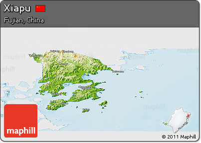 Physical Panoramic Map of Xiapu, single color outside
