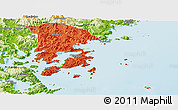 Political Panoramic Map of Xiapu, physical outside