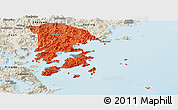Political Panoramic Map of Xiapu, shaded relief outside