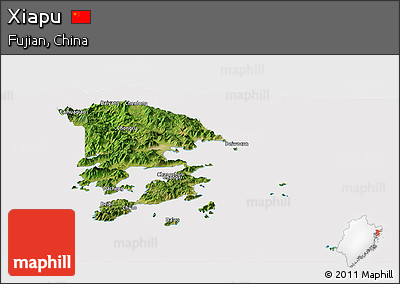 Satellite Panoramic Map of Xiapu, cropped outside