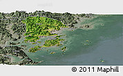 Satellite Panoramic Map of Xiapu, semi-desaturated