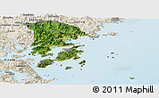 Satellite Panoramic Map of Xiapu, shaded relief outside